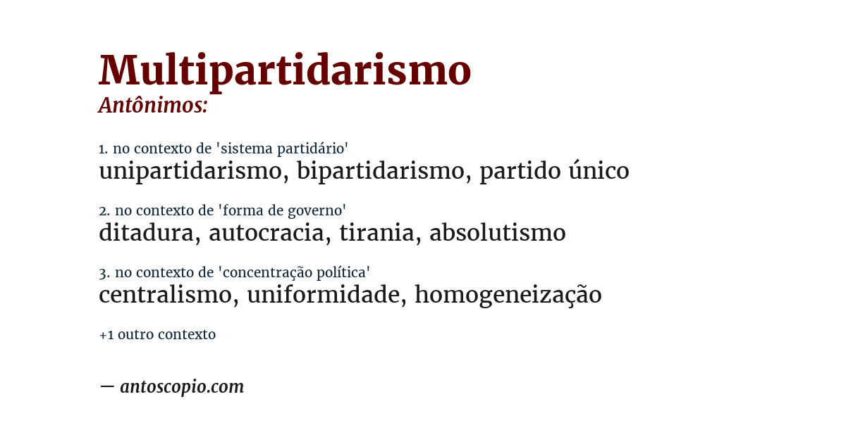 Antônimo de multipartidarismo