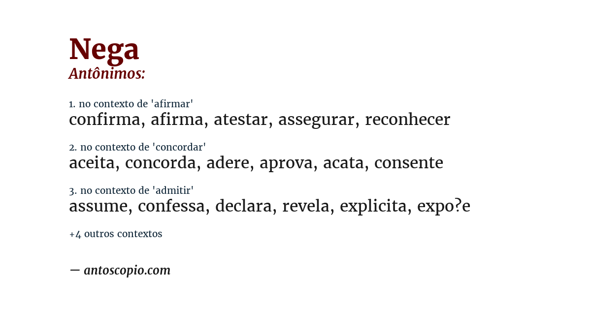 Antônimo de nega
