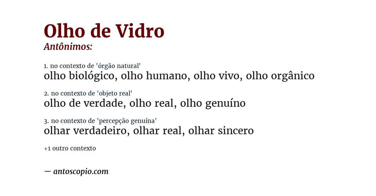 Antônimo de olho de vidro
