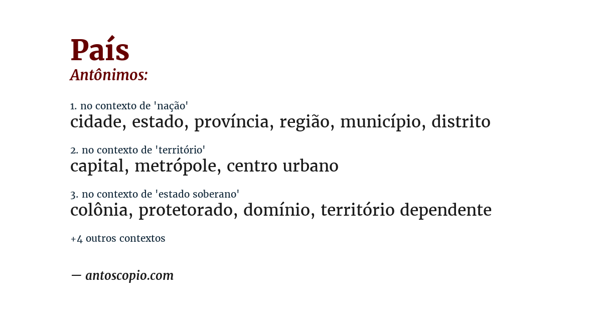 Antônimo de país