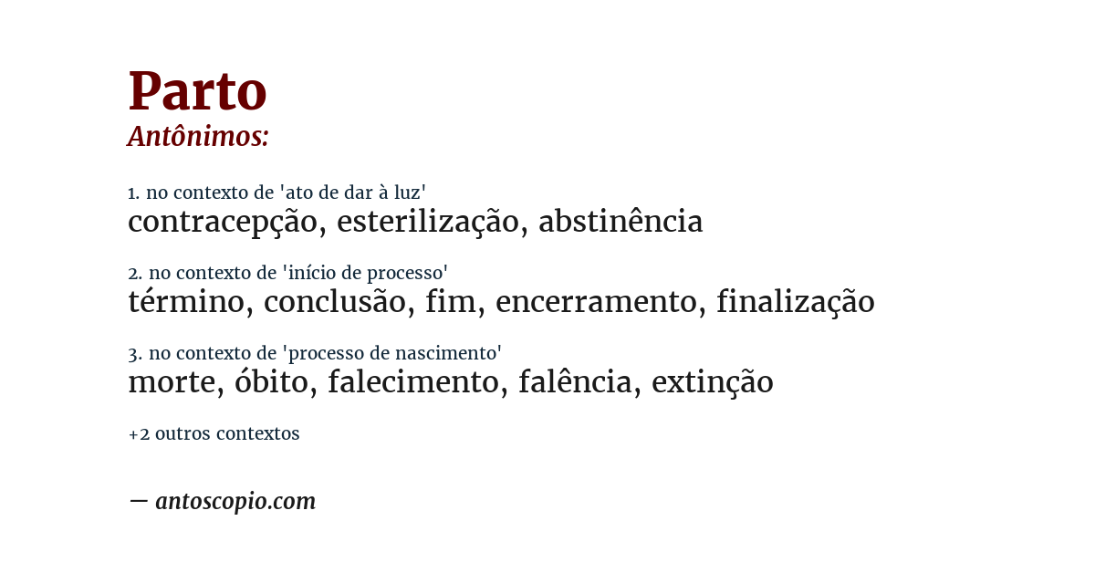 Antônimo de parto