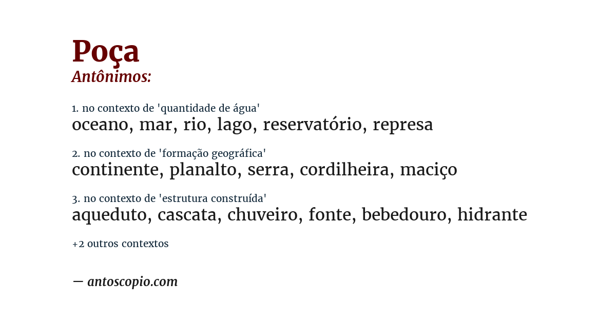Antônimo de poça