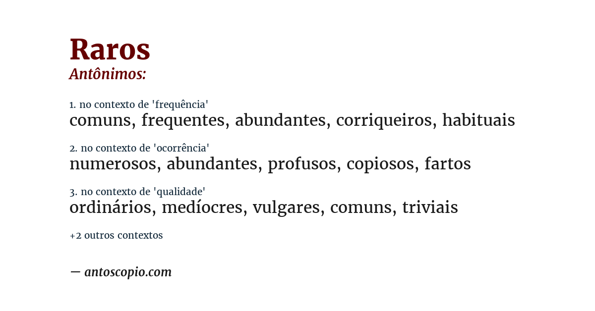 Antônimo de raros