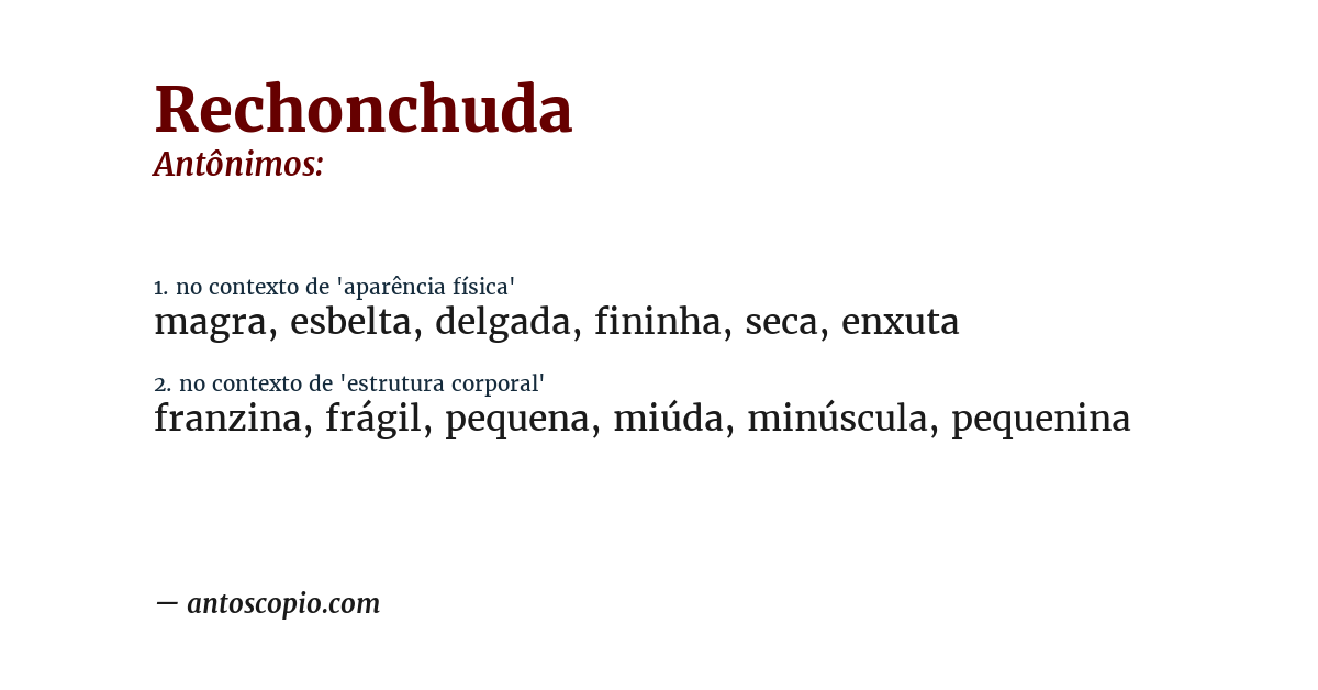Antônimo de rechonchuda
