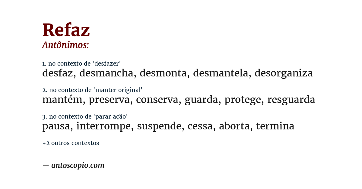Antônimo de refaz