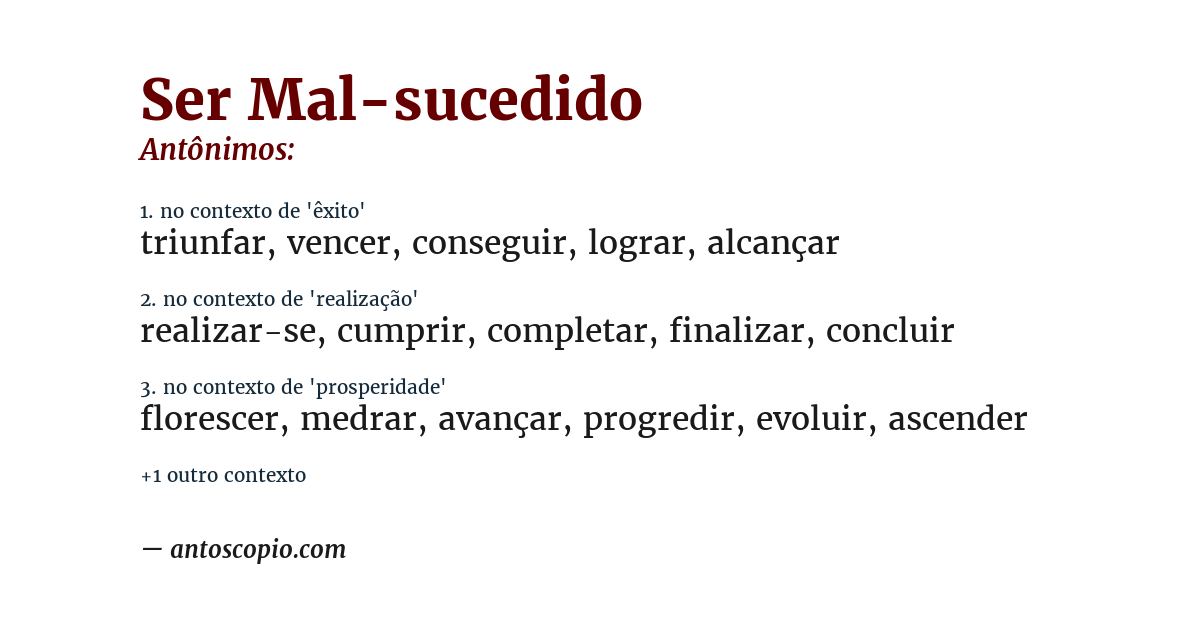 Antônimo de ser mal-sucedido