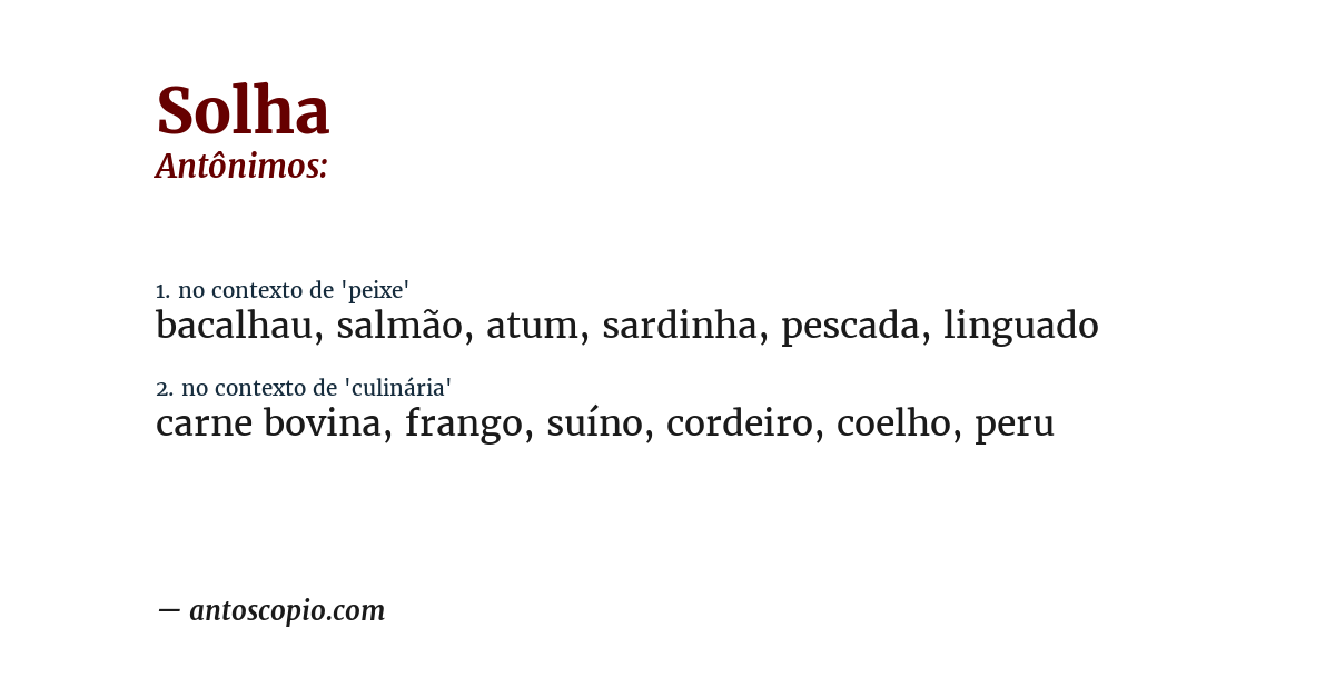 Antônimo de solha