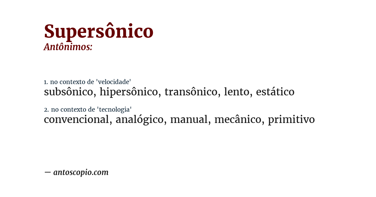 Antônimo de supersônico