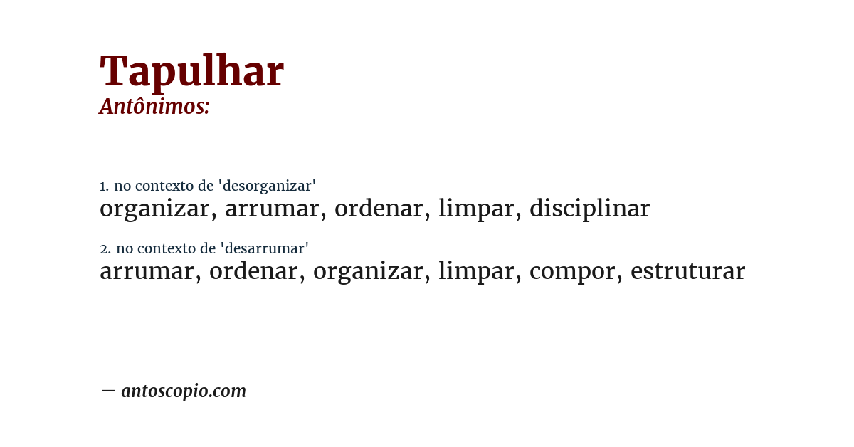 Antônimo de tapulhar