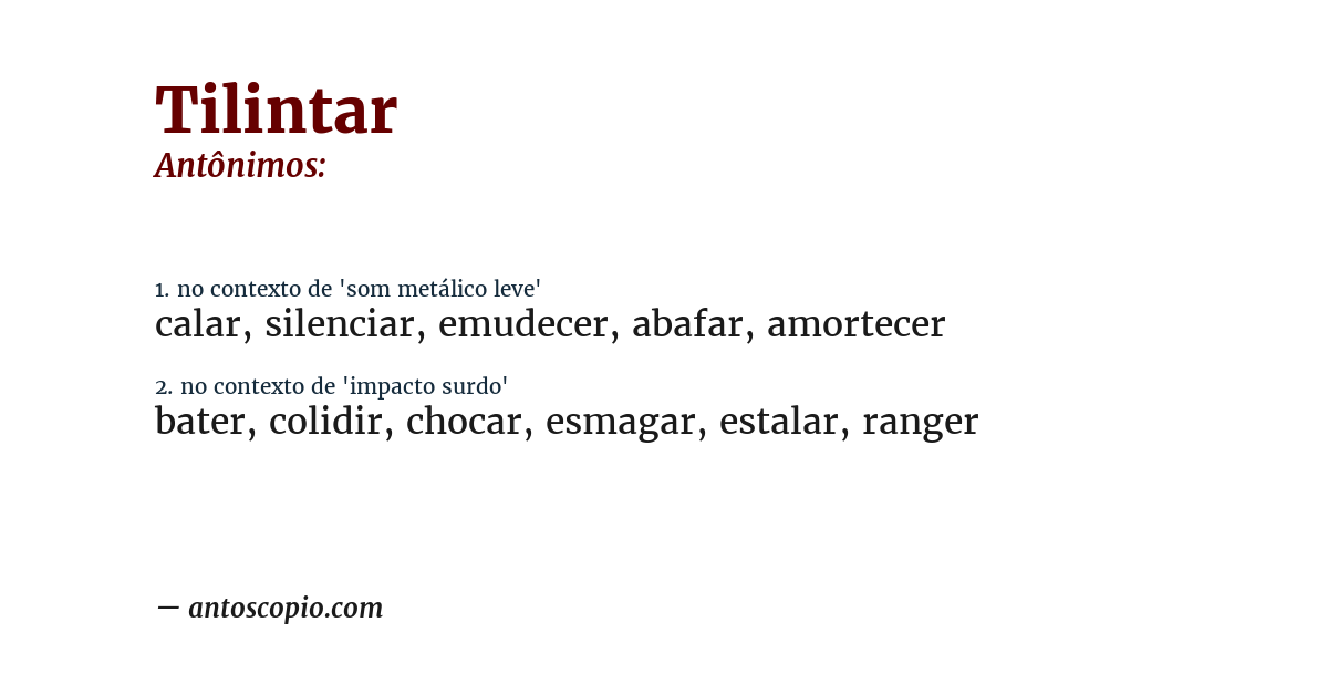 Antônimo de tilintar