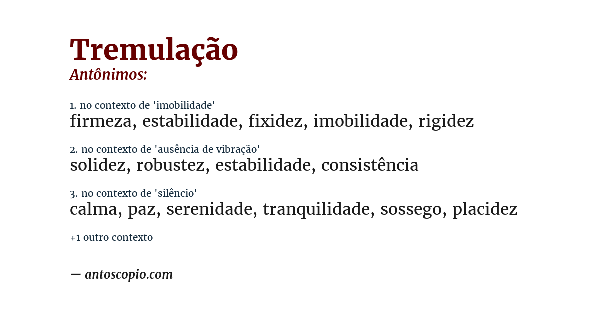 Antônimo de tremulação