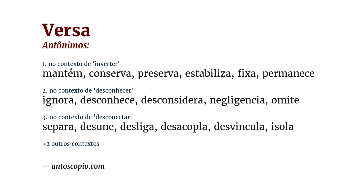 Antônimo de versa
