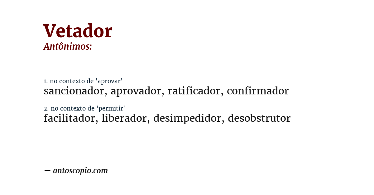 Antônimo de vetador
