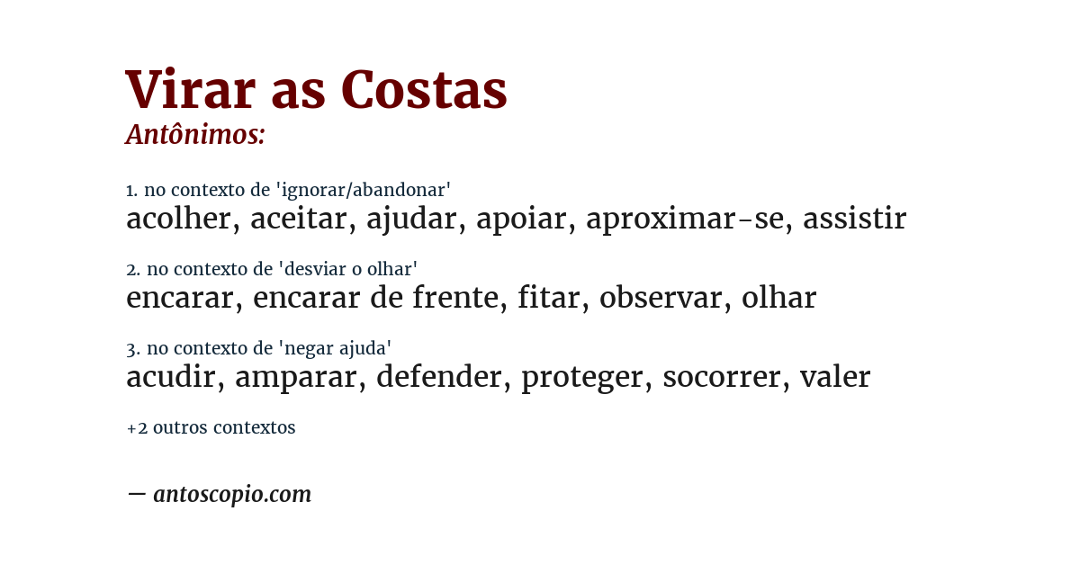 Antônimo de virar as costas