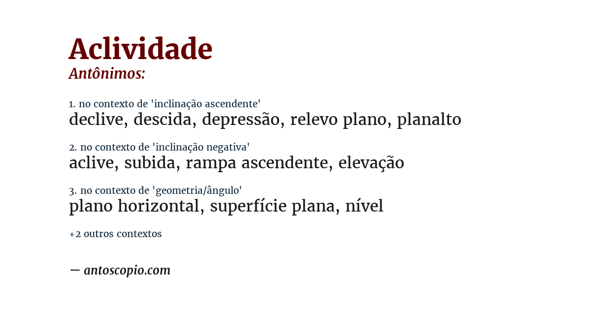 Antônimo de aclividade