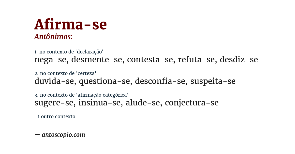 Antônimo de afirma-se