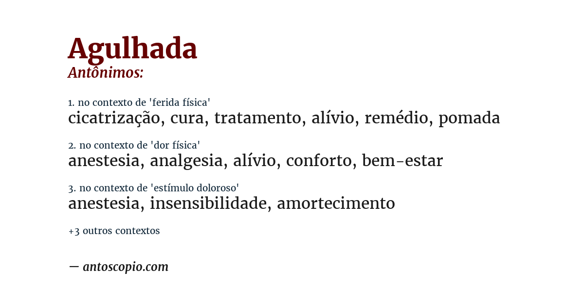 Antônimo de agulhada