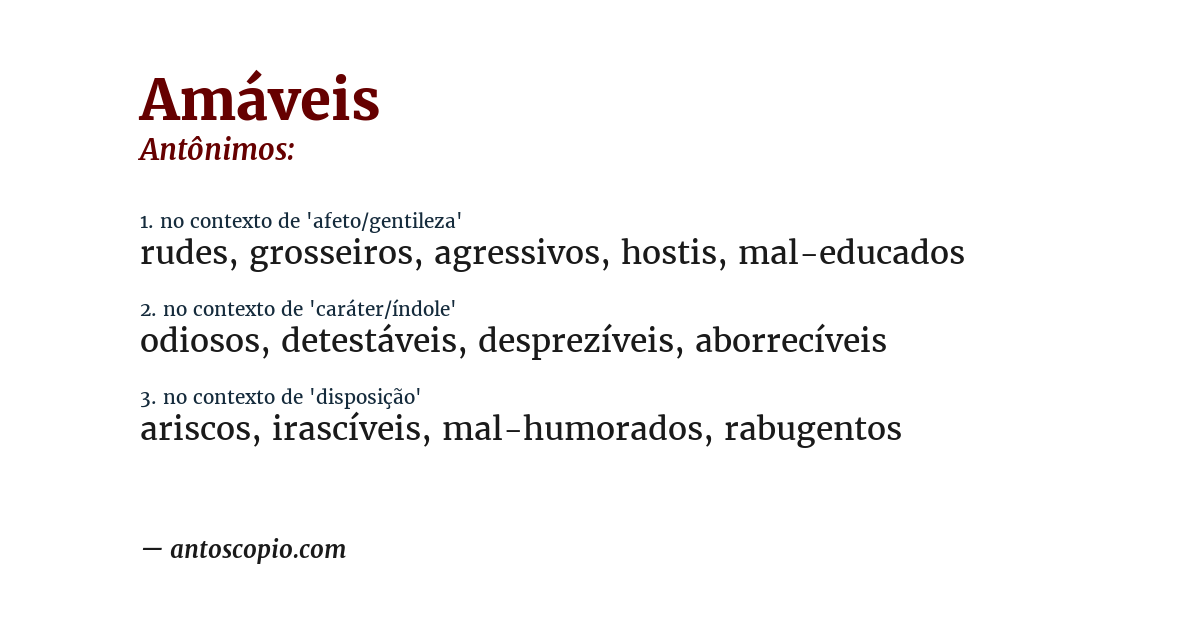 Antônimo de amáveis