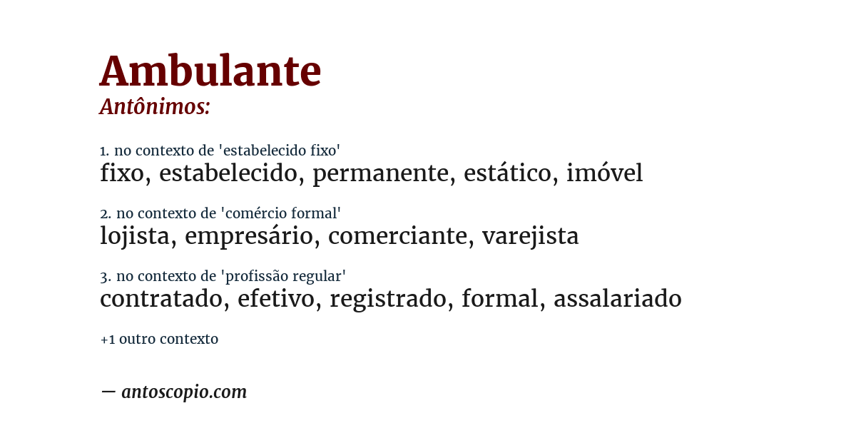 Antônimo de ambulante