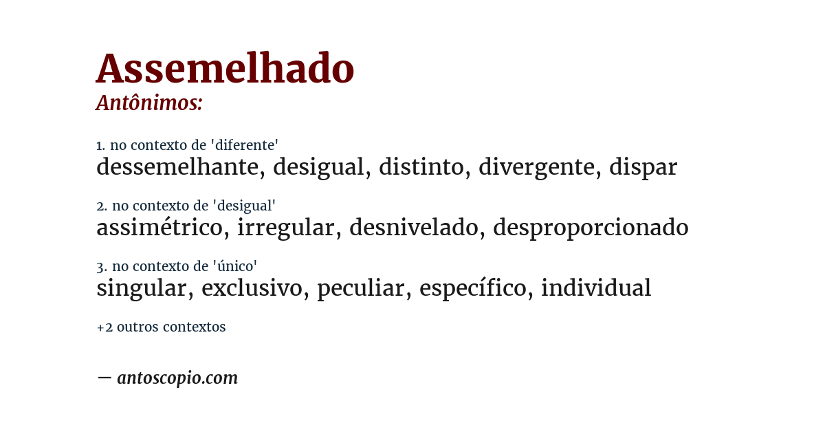 Antônimo de assemelhado