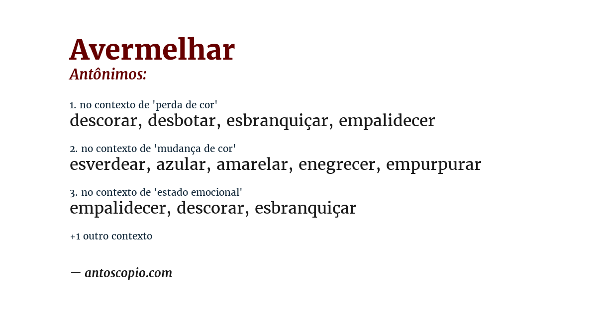 Antônimo de avermelhar