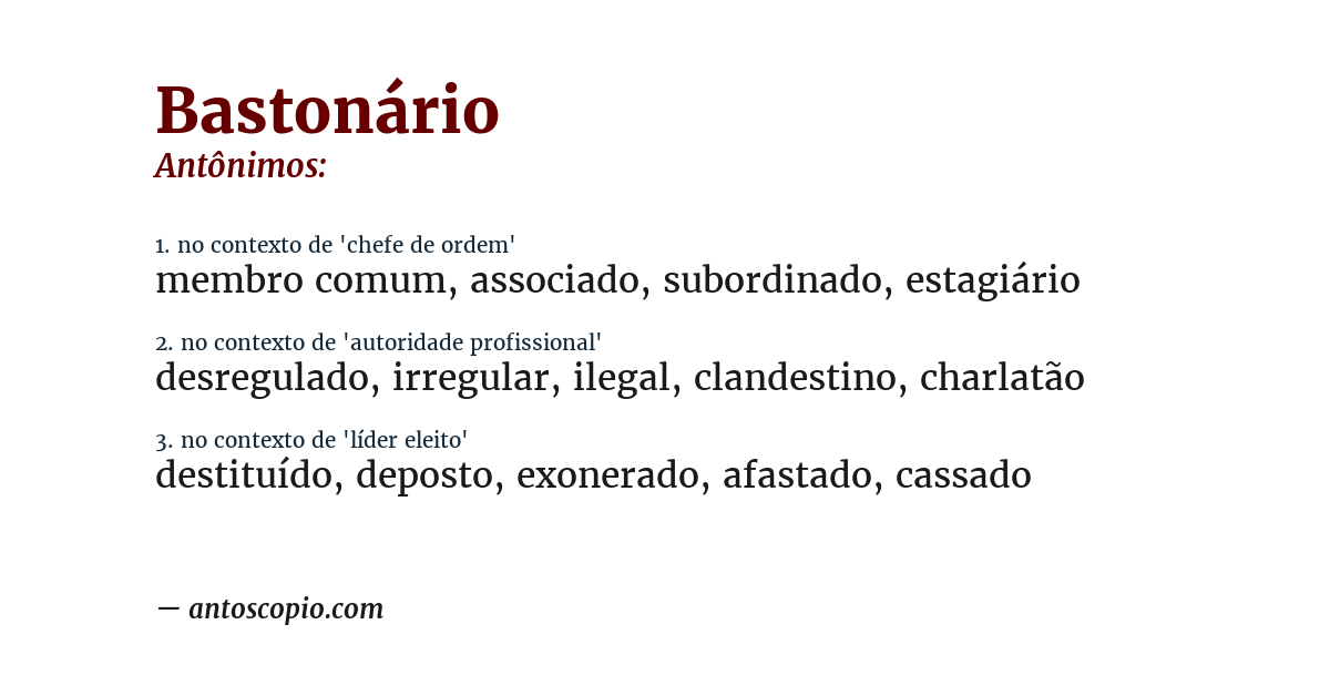 Antônimo de bastonário