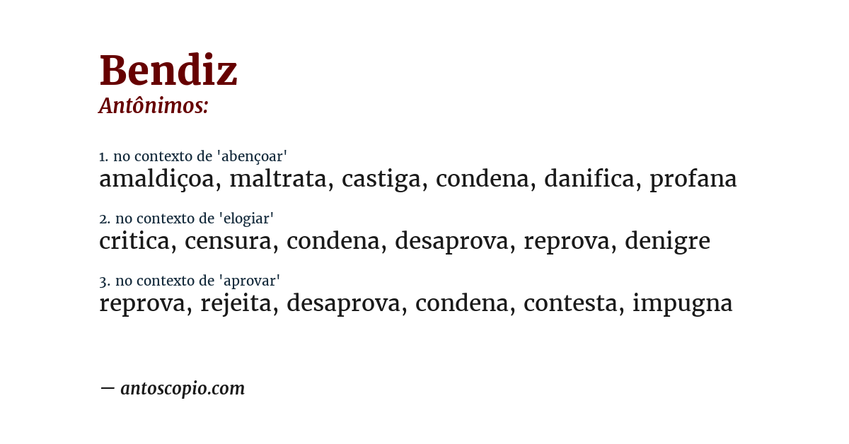 Antônimo de bendiz