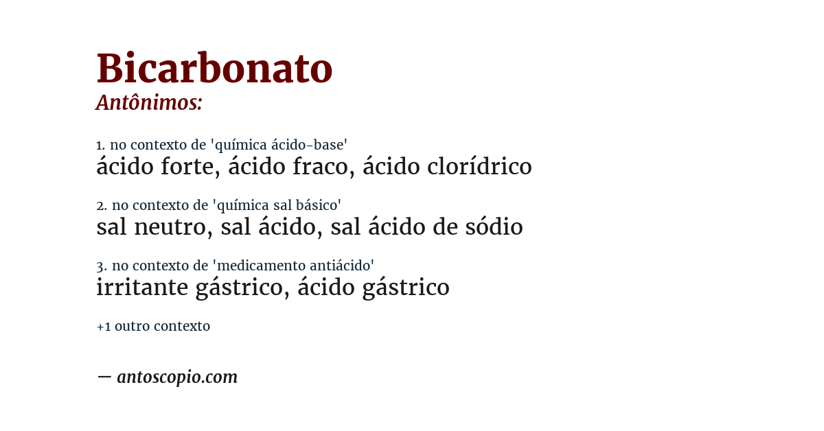 Antônimo de bicarbonato
