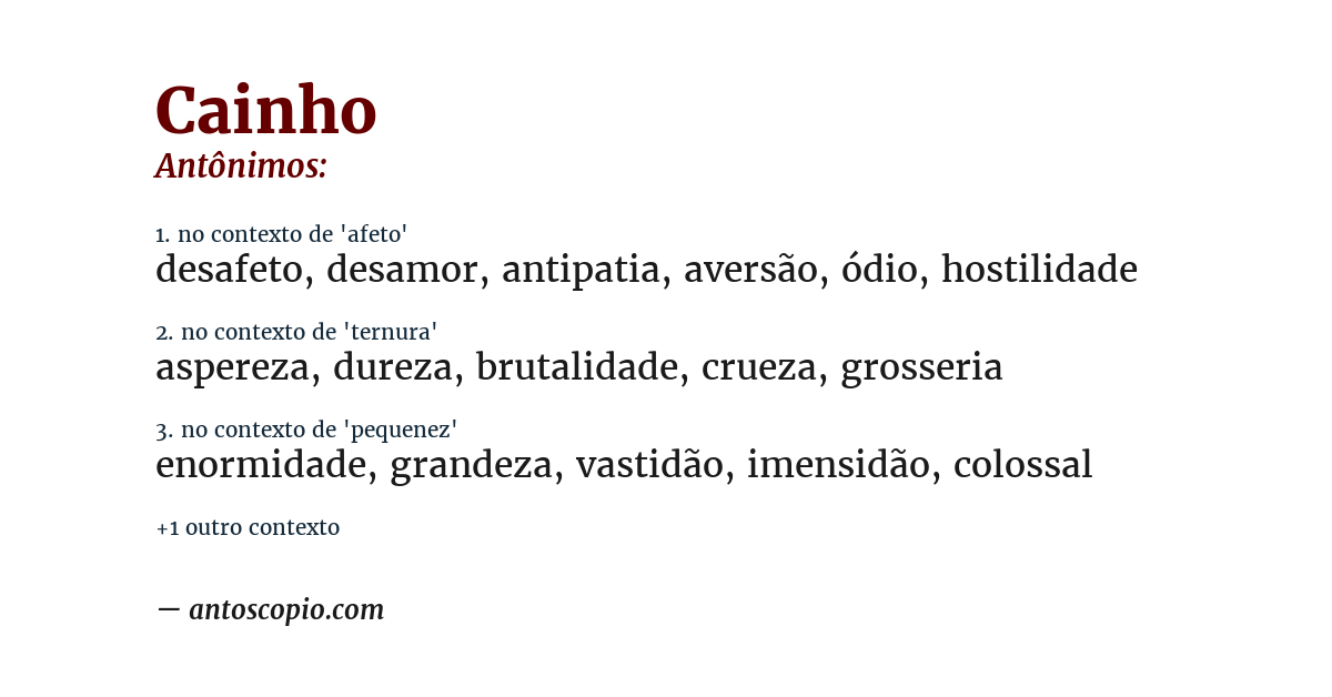 Antônimo de cainho
