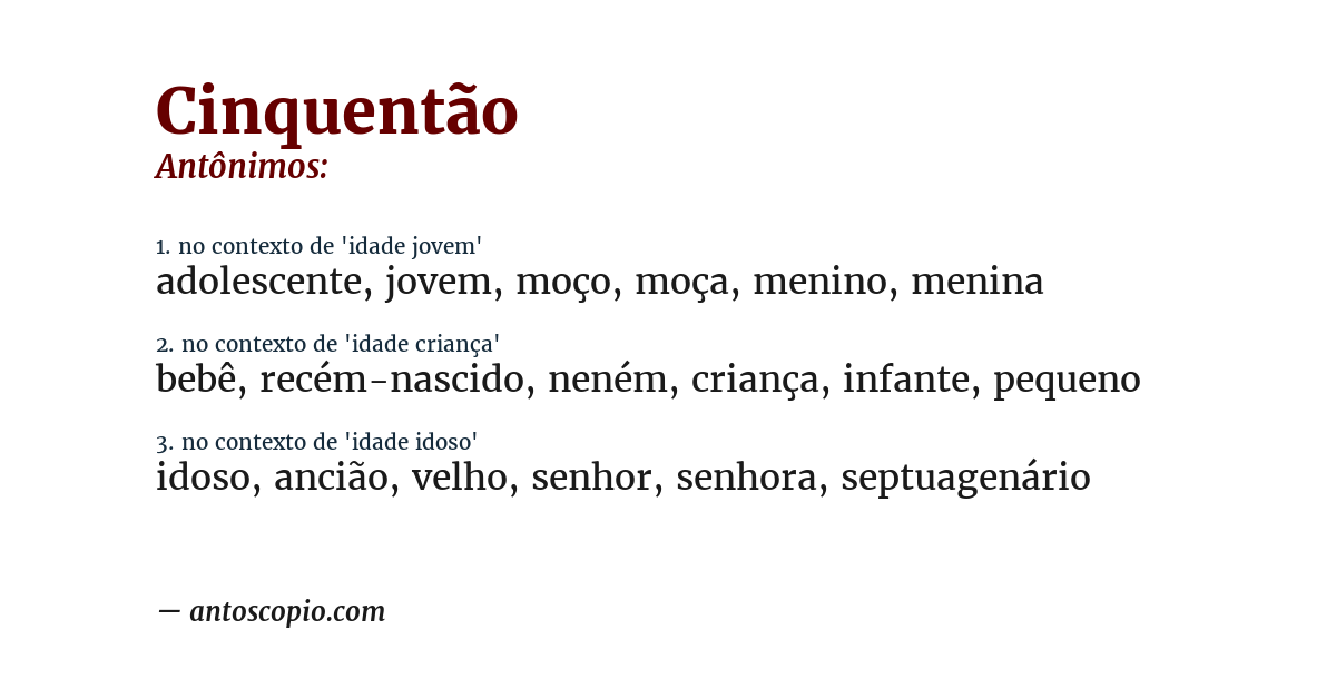 Antônimo de cinquentão