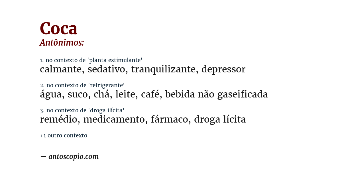 Antônimo de coca