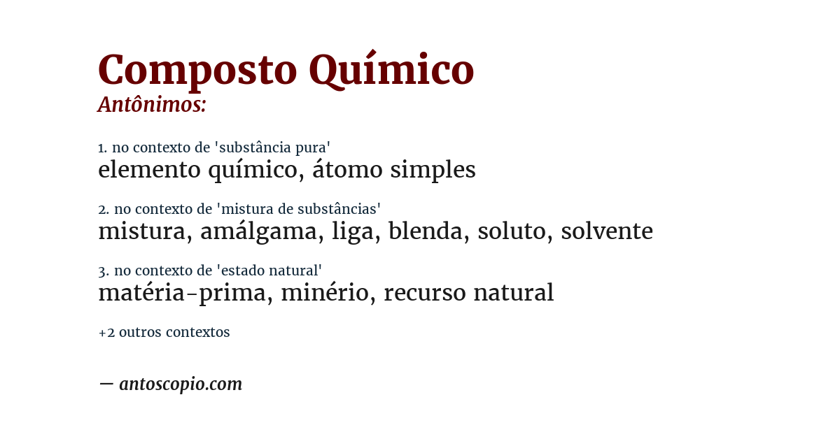 Antônimo de composto químico