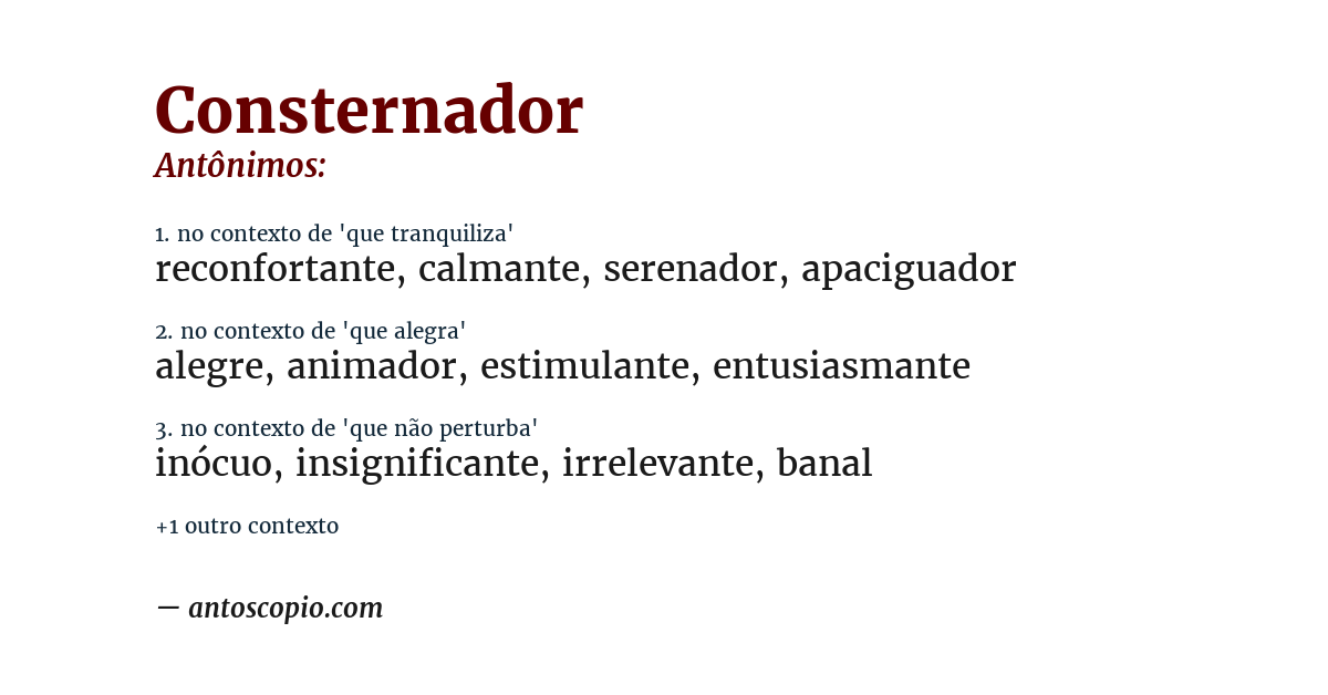 Antônimo de consternador