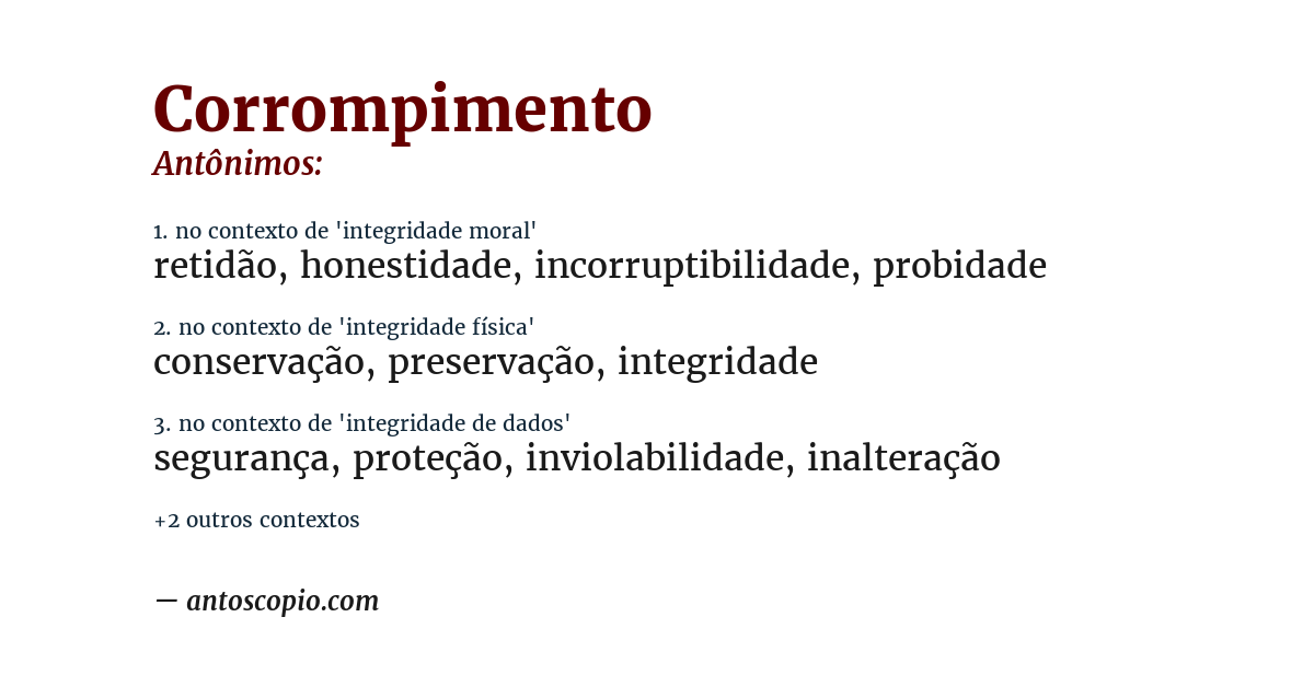 Antônimo de corrompimento