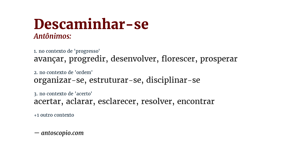 Antônimo de descaminhar-se