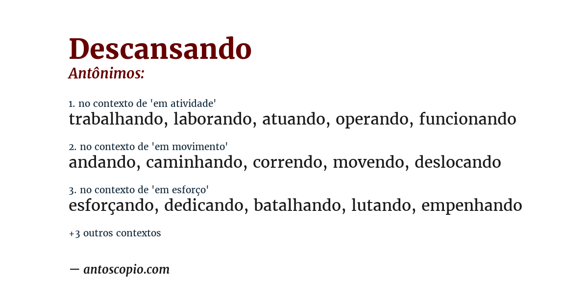 Antônimo de descansando