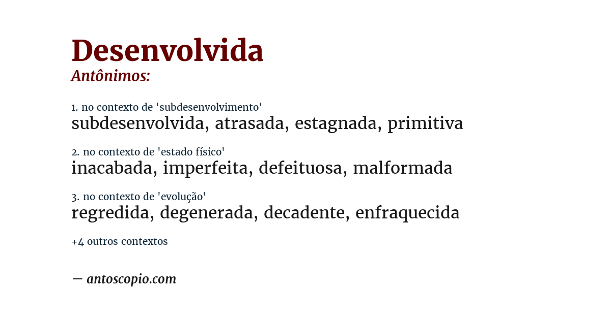 Antônimo de desenvolvida