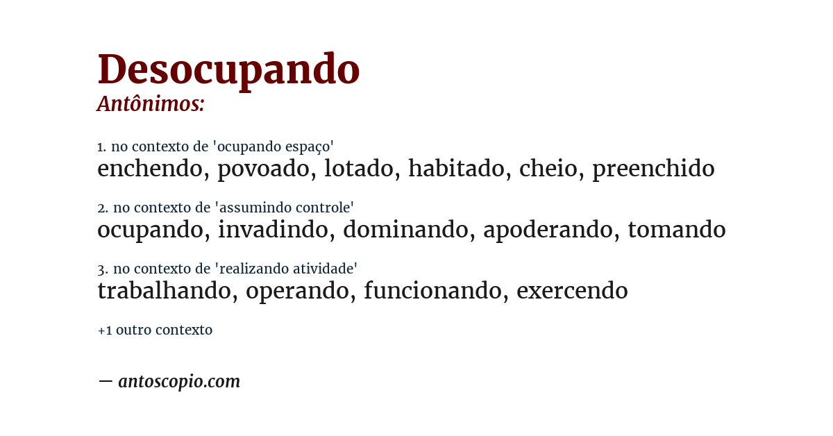 Antônimo de desocupando
