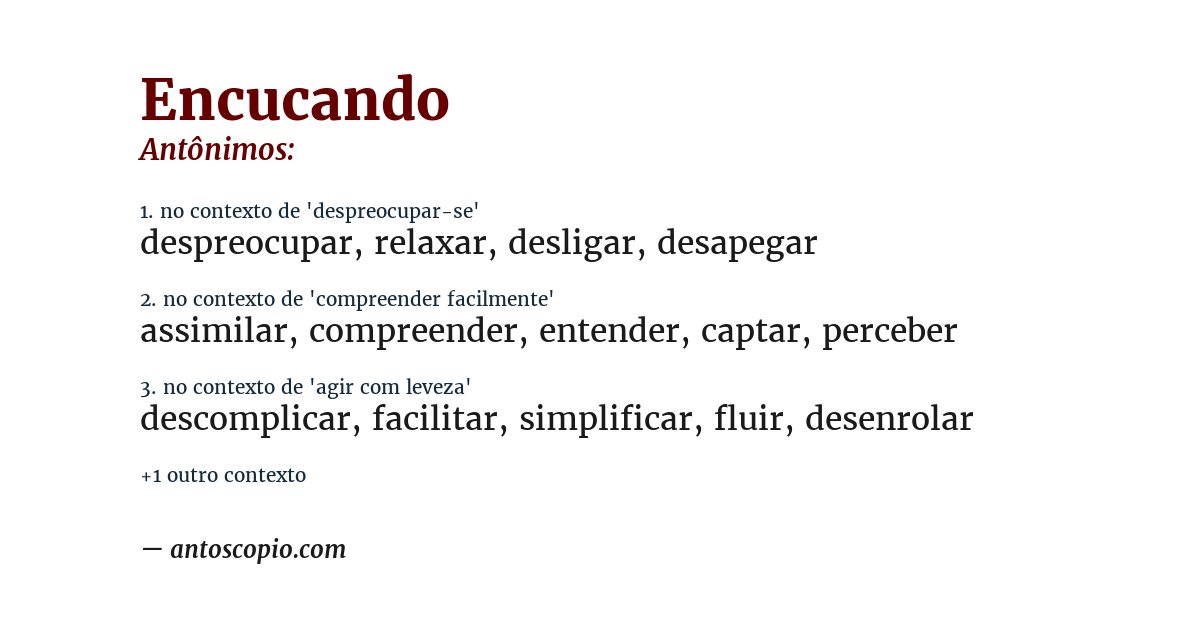 Antônimo de encucando