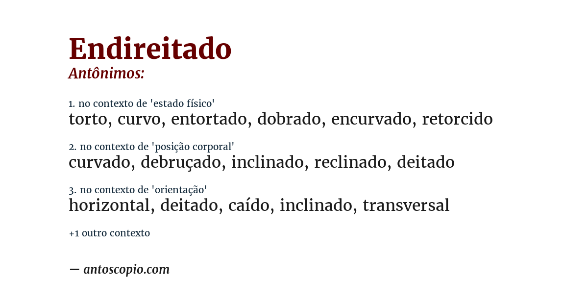 Antônimo de endireitado