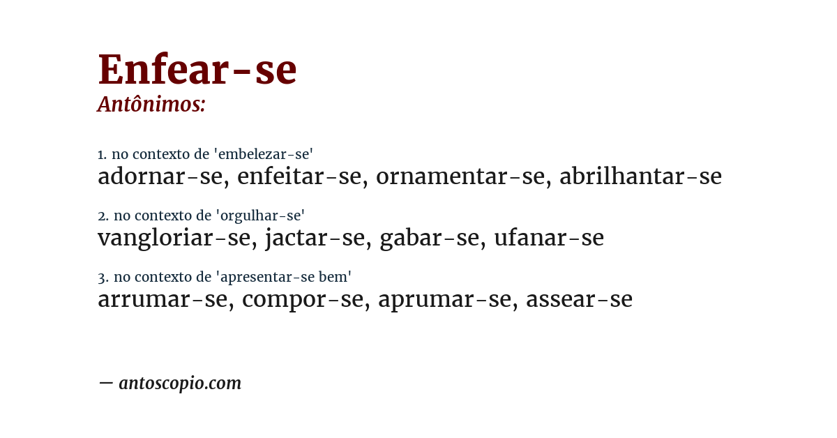 Antônimo de enfear-se