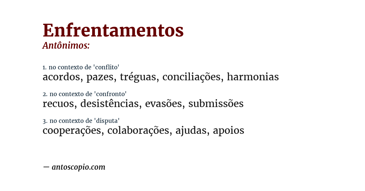 Antônimo de enfrentamentos