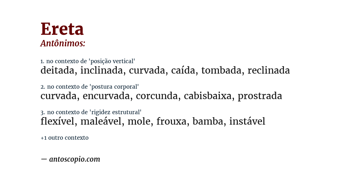 Antônimo de ereta