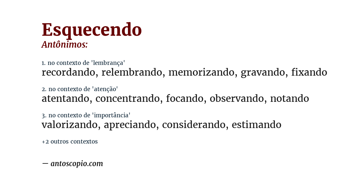Antônimo de esquecendo