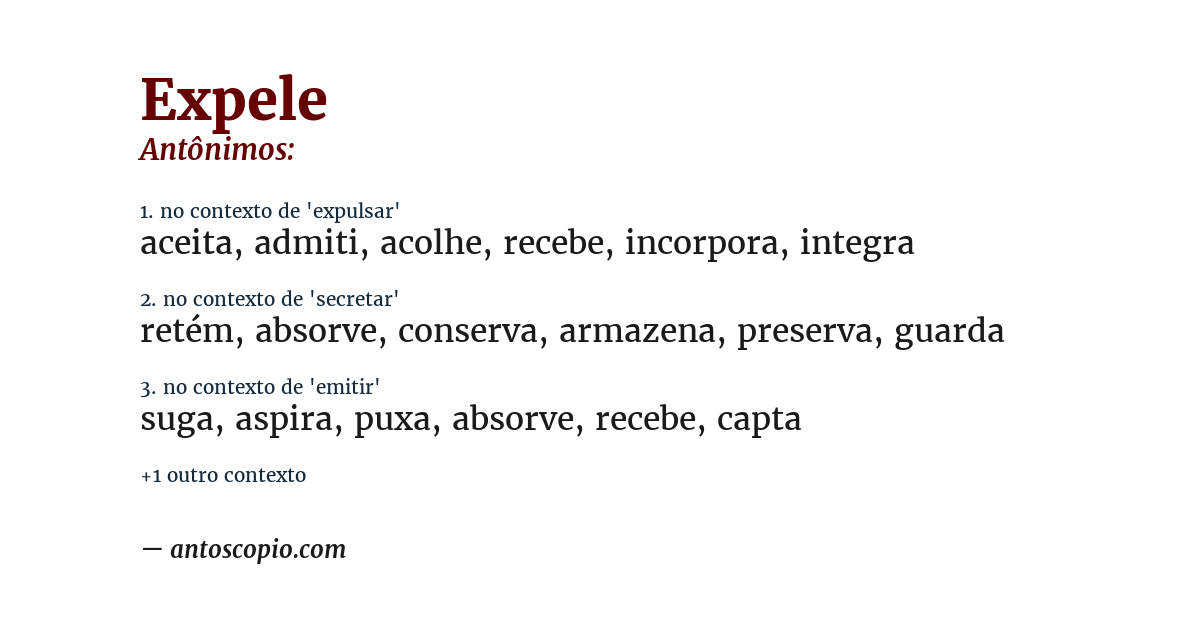 Antônimo de expele