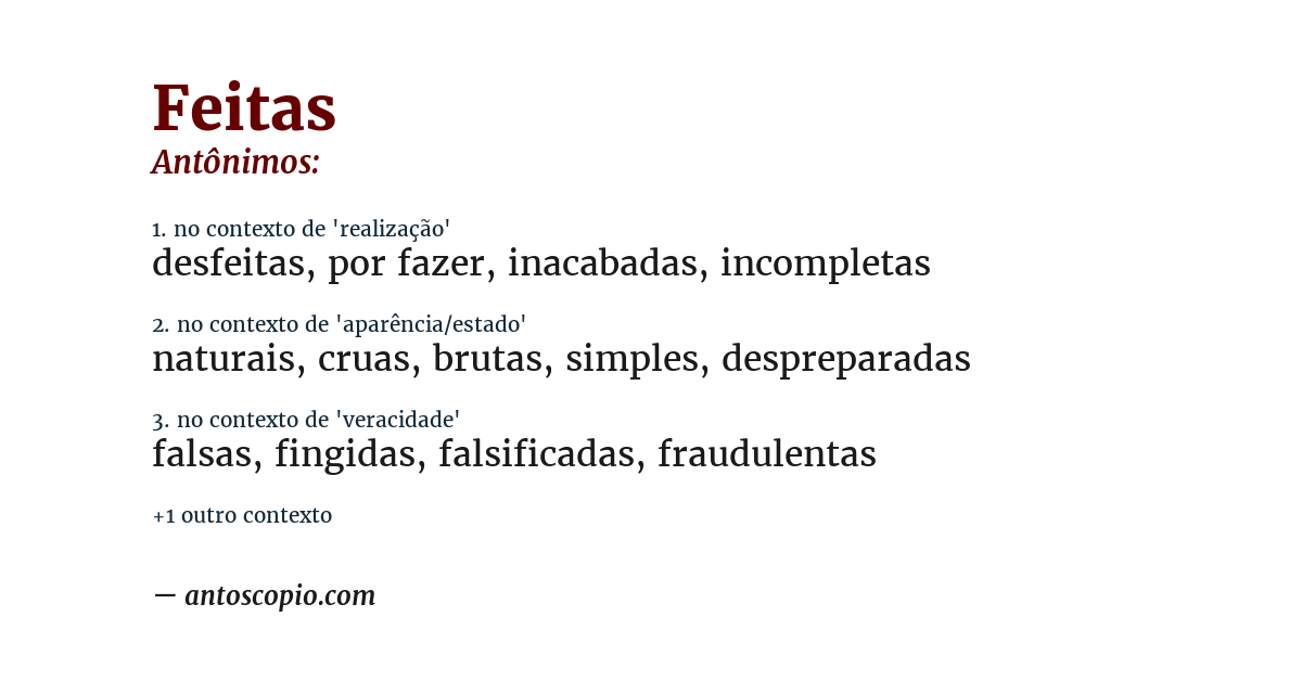Antônimo de feitas