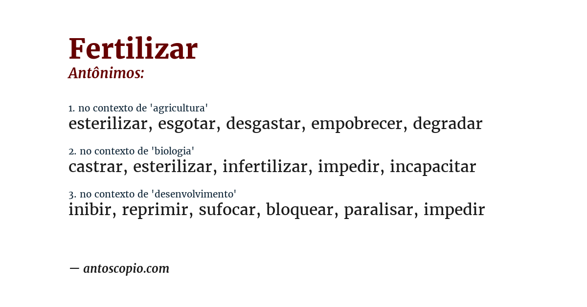 Antônimo de fertilizar