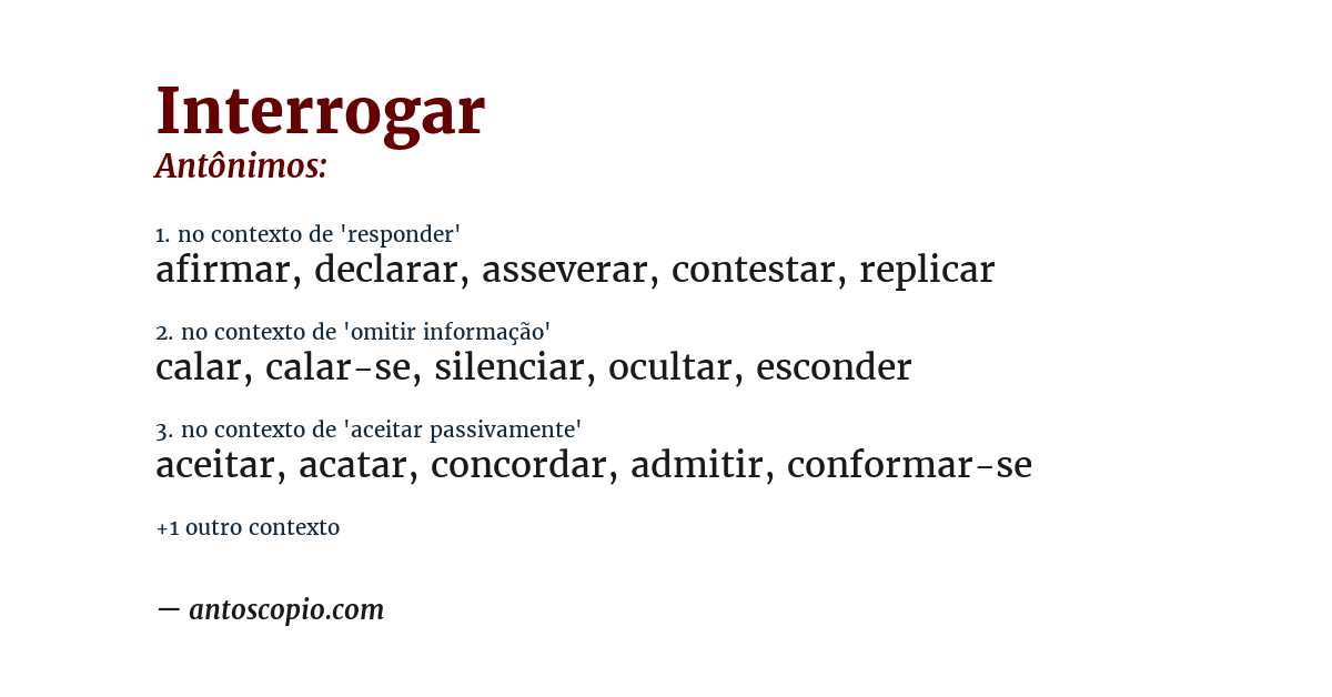 Antônimo de interrogar