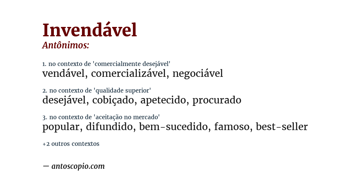 Antônimo de invendável