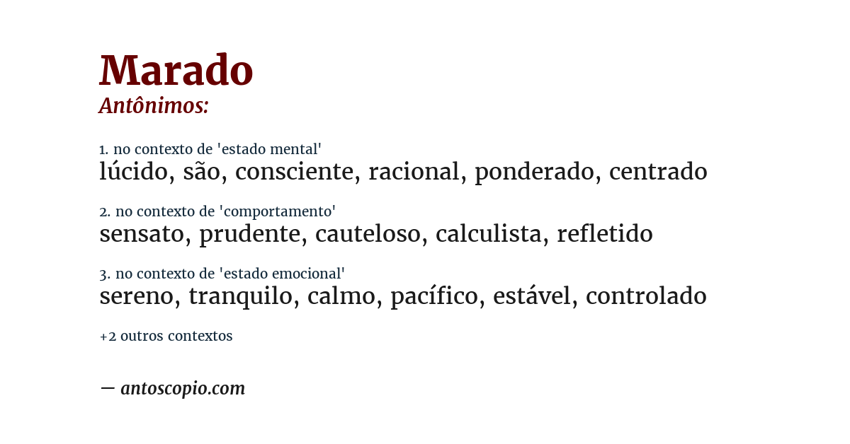 Antônimo de marado